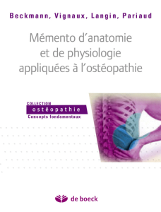 Mémento d'anatomie et de physiologie appliquées à l'Ostéopathie